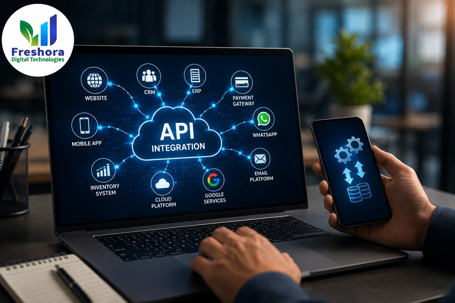 API integration connecting business systems