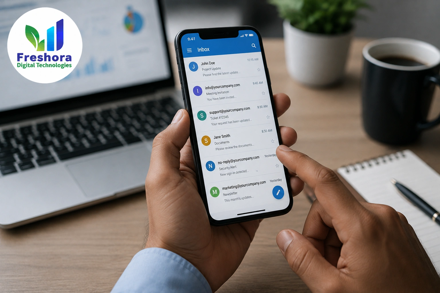 Business Email on Mobile Phones in Trichy