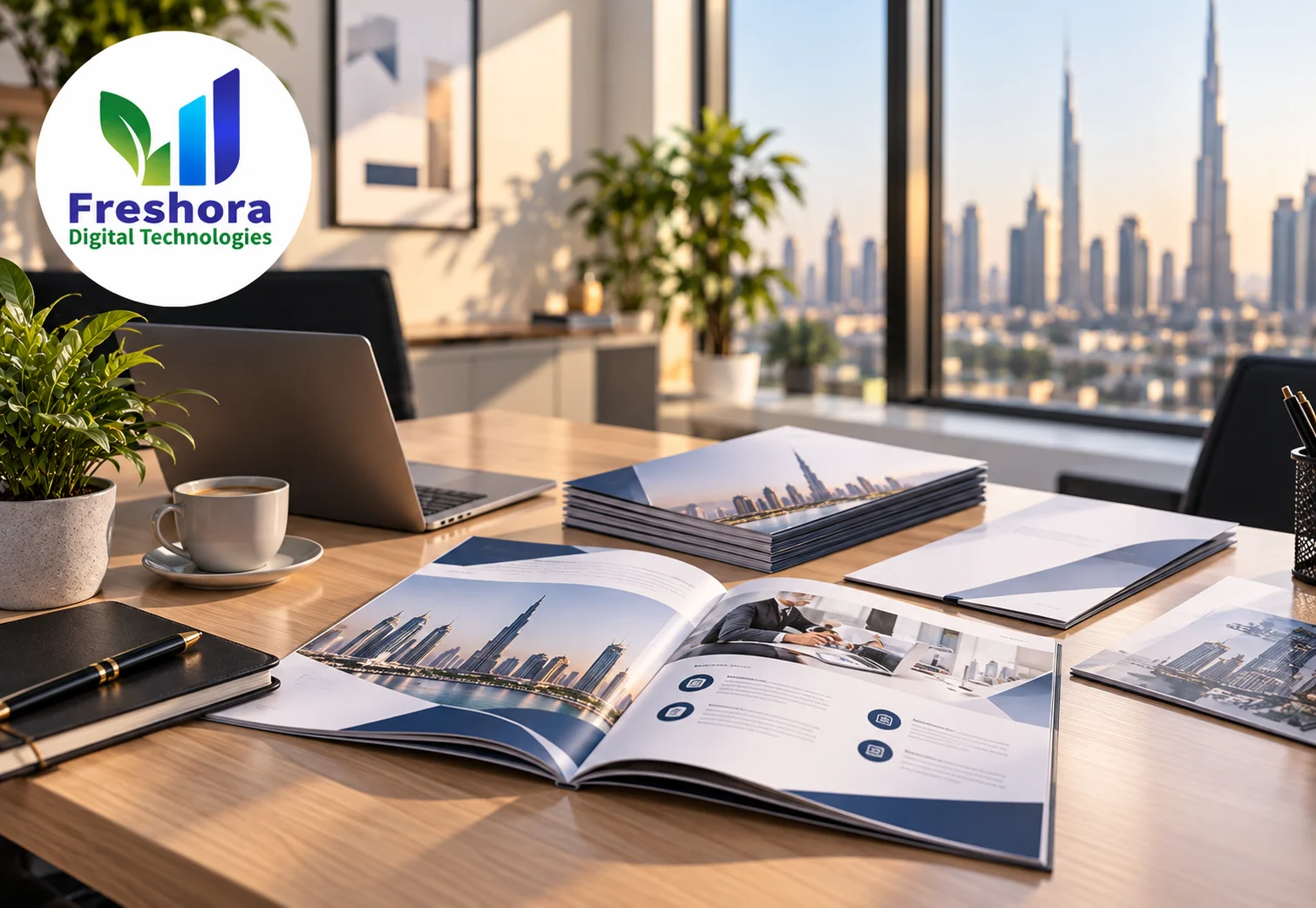 Corporate and marketing graphic design materials for Dubai businesses