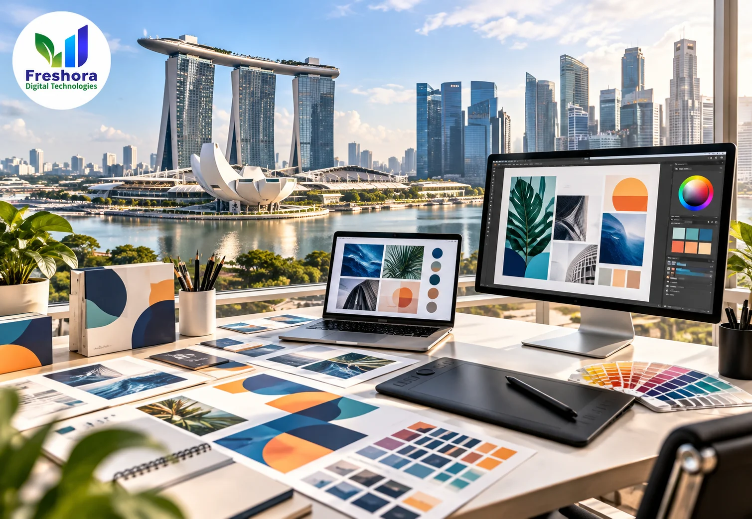 Consistent campaign and marketing materials designed for Singapore businesses