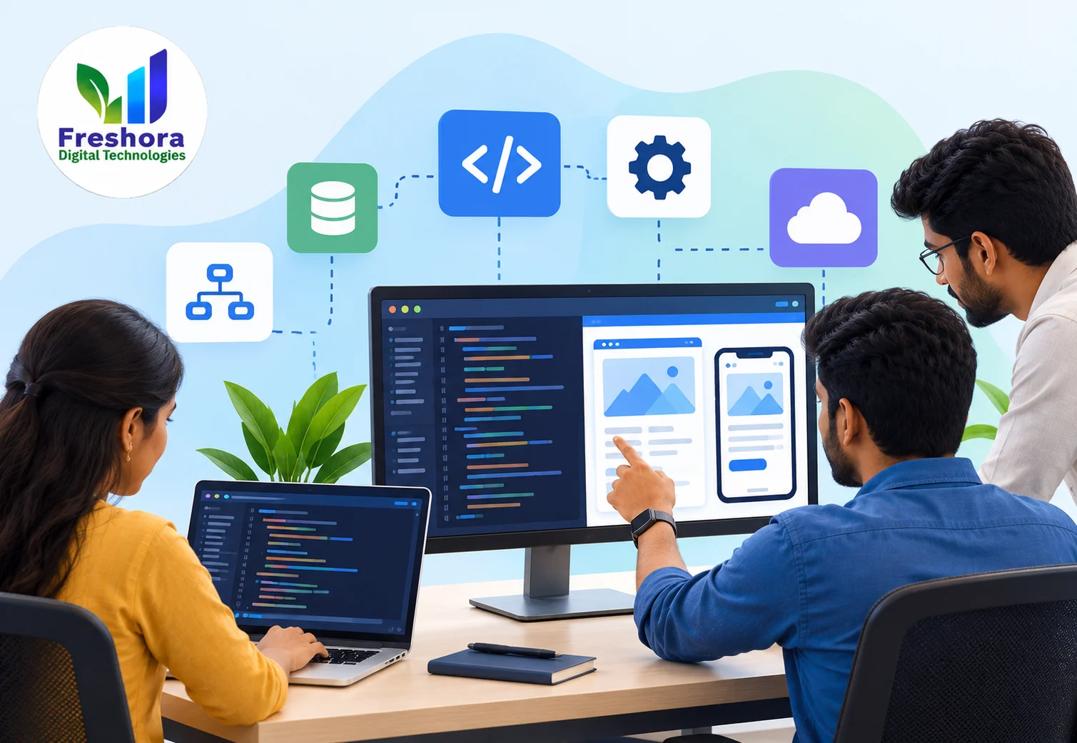 Custom software development for business workflows and connected applications